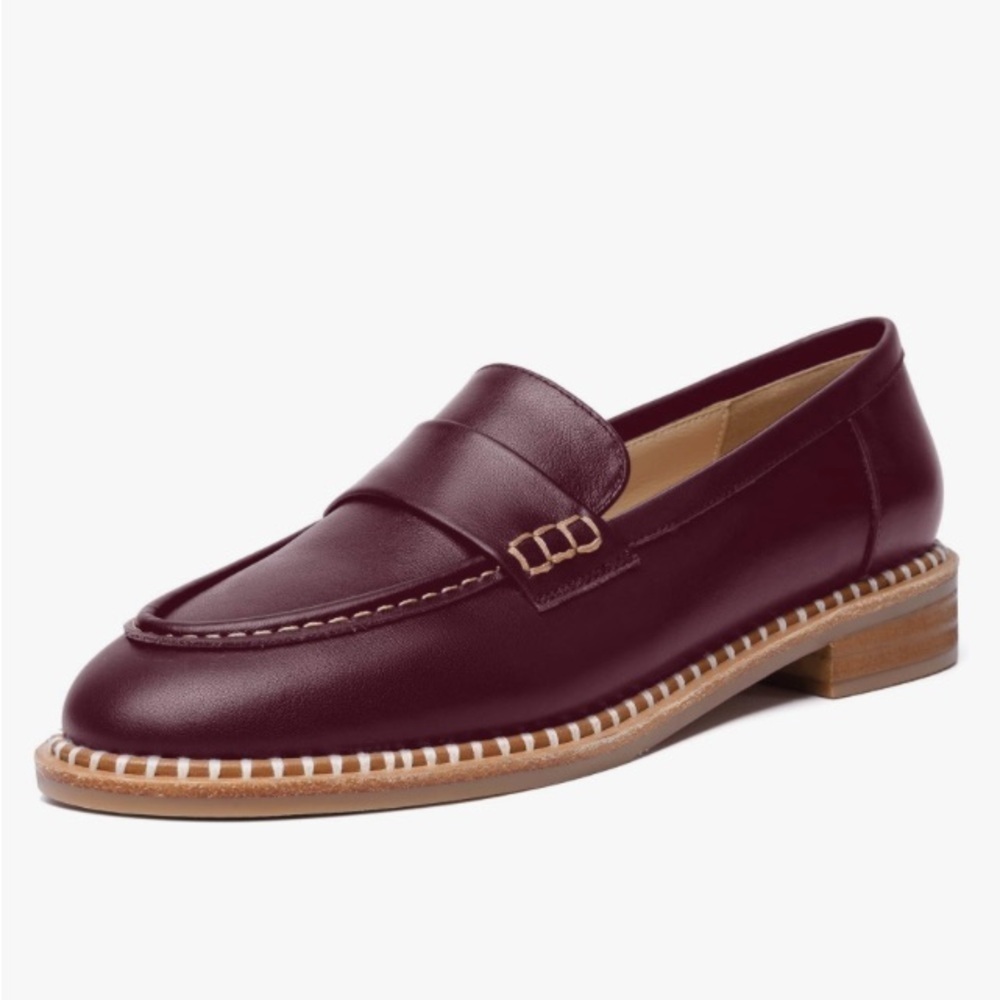 FOGEENA Penny Matte Leather Slip On Round Toe Chunky Loafers 9 Academia Preppy - Picture 2 of 16